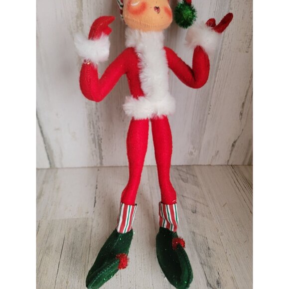 Annalee 15" candy cane elf outfit unique vintage home decor xmas - Picture 3 of 7